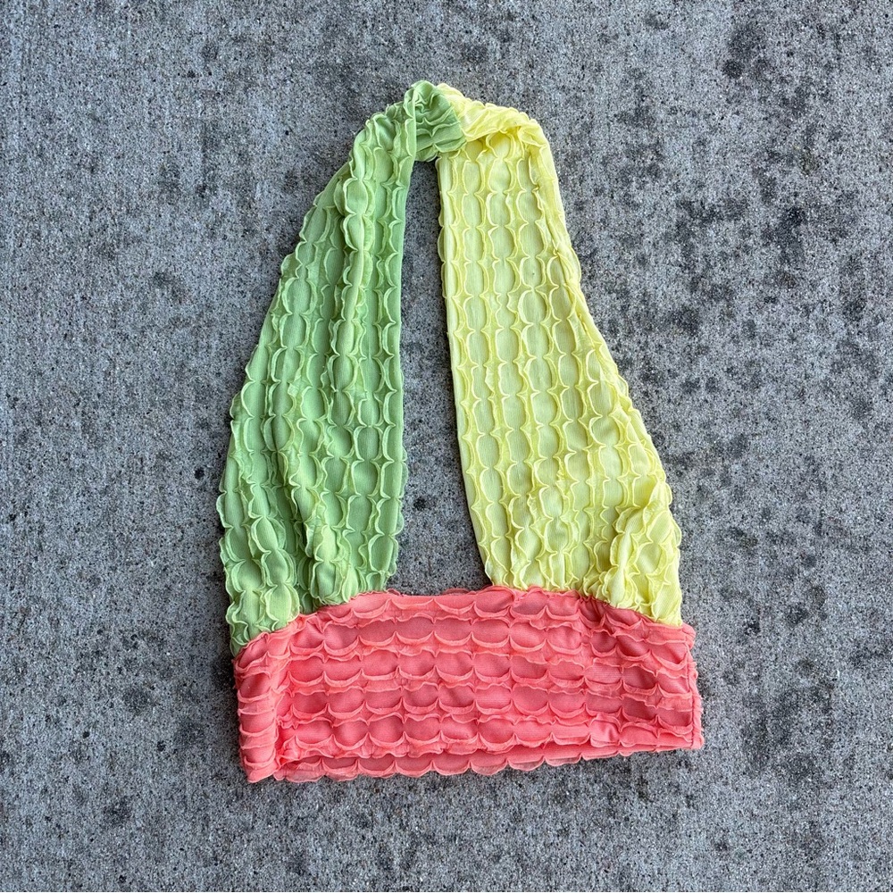 Colorful Textured Twist Halter Top